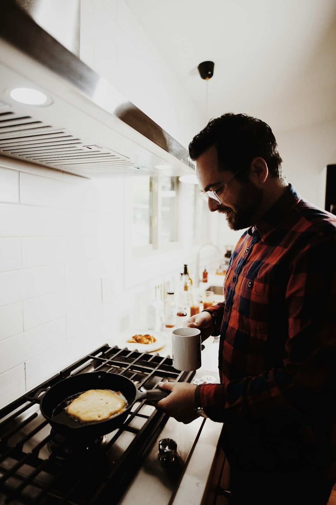 Portrait of a middle aged Czech woman smiling in a home kitchen