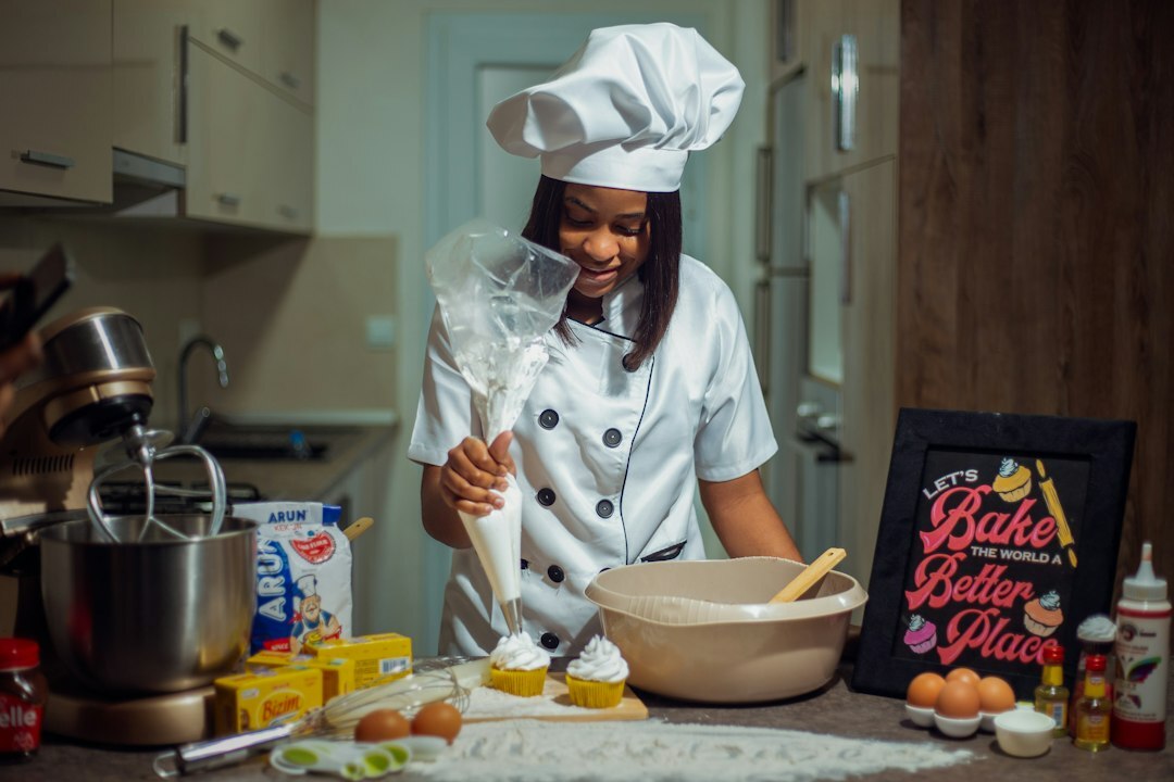 woman baking cake